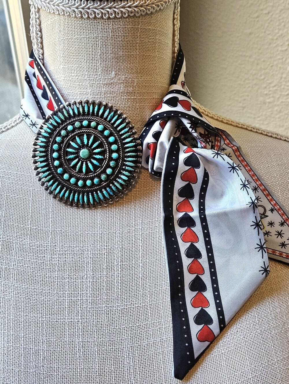 Vintage Zuni Turquoise 3" x 3"  Brooch